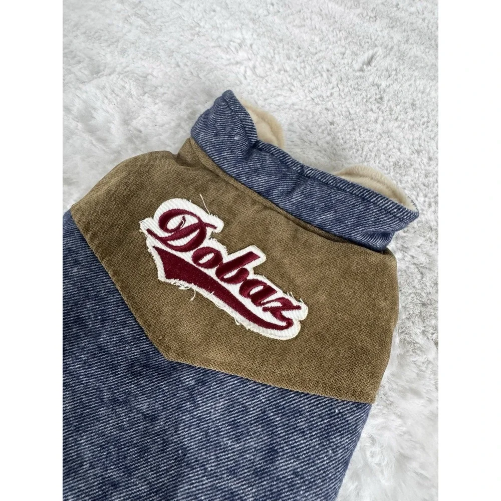 New Dobaz‎ DA17027AS Denim Suede Dog Jacket Size Medium